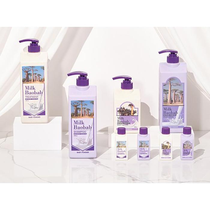 Milk Baobab Baby Powder Travel Kit – Shampoo, Treatment, Body Wash & Lotion Set, Korean