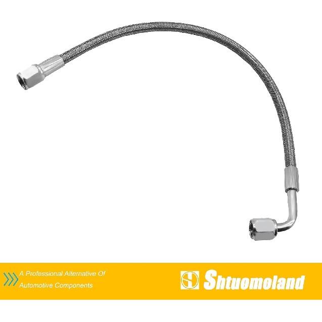 551871 4AN Turbo Oil Feed Line 12" Length Stainless Steel Braided AN4 90 Degree End Straight Hose End 4AN Pressure Stainless Remote Turbocharger Oil