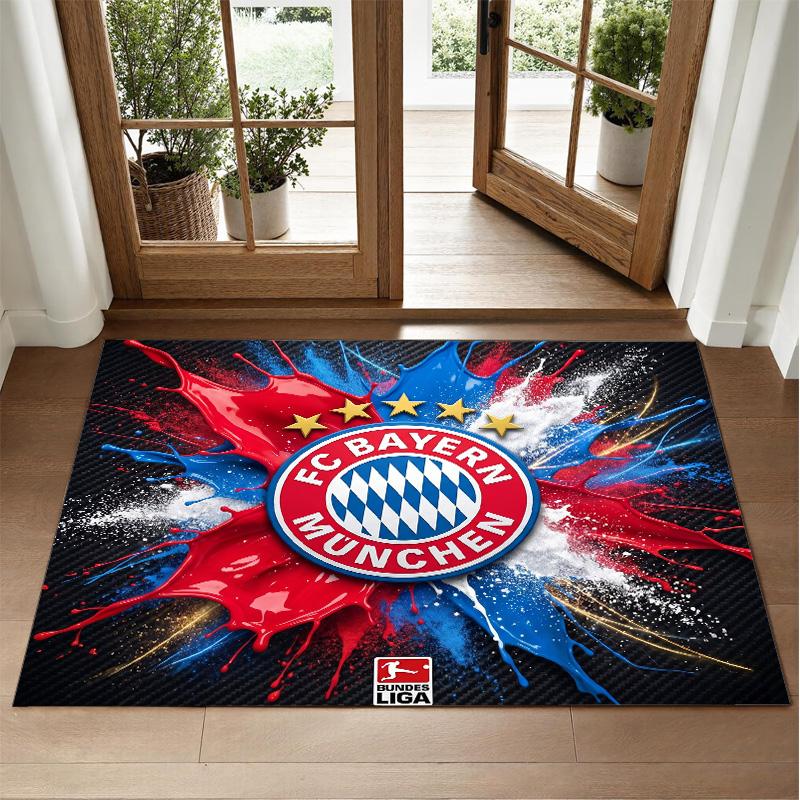 Bayern Munich Design Crystal Velvet Rug Soft Decorative Mat for Bedroom Entrance