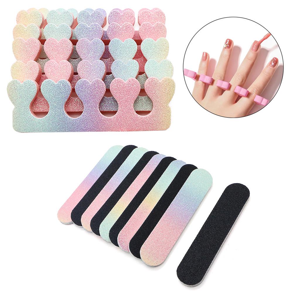 Heart Sponge Glitter Nail Kit: Gradient Nail Files & Toe Separators