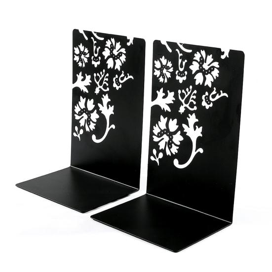 2 Pcs Metal Bookends L-Shaped Reinforced Support Book Holder with Non-Slip Pads