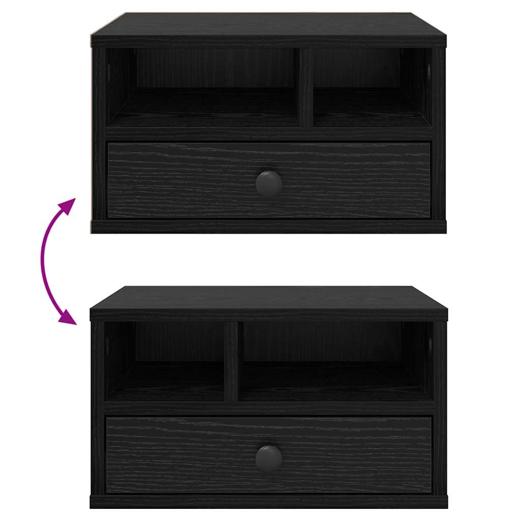 Printer Stand Black Oak Effect 40 x 32 x 24 cm