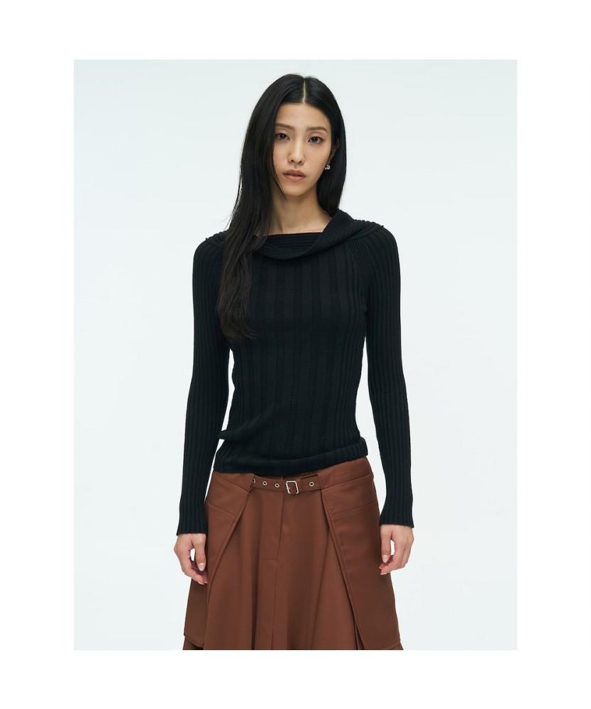 Anggae Tube Neck Rib Pullover Black