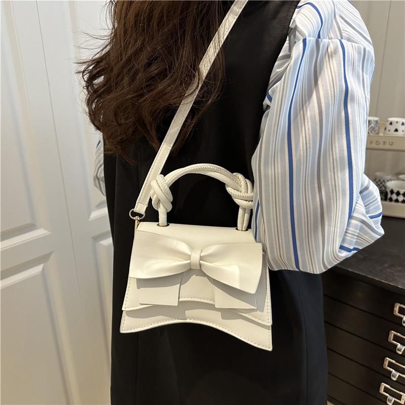 Women Simple Solid Color Bowknot Fashion Casual Crossbody Small Square Bag