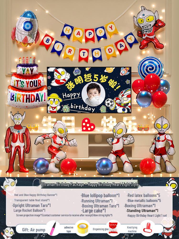 Bakgrunn for 10-årsfeiring: Gratulerer med dagen Ballonger og dekor for gutter