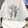 Summer Short Sleeve Tshirt With Abstract Pattern And Text Print Casual Fashion Trendy Top