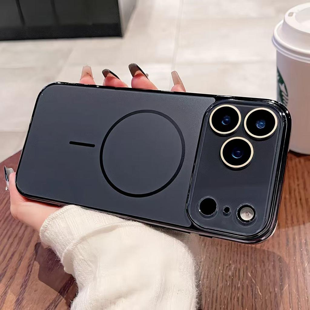 Luxury Crystal Lens AG Frosted Magnetic Case For iPhone 17 Air 16 15 14 13 12 11 Pro Max Plus For Magsafe Wireless Charge Cover