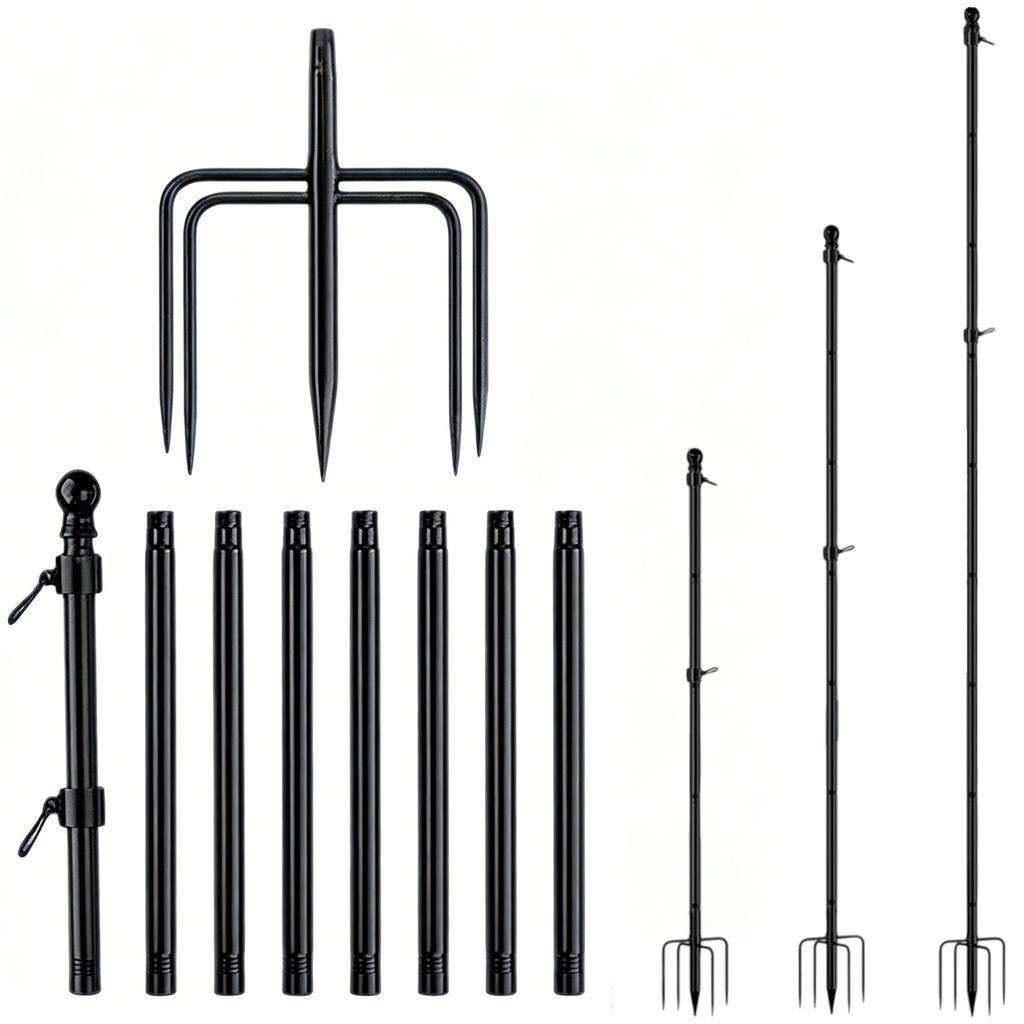 10FT Thick Tube Halyard Flagpole Hardware Easy To Install Extra Thick Flag Pole Kit Flags Ball Flagpole Topper for Outside House