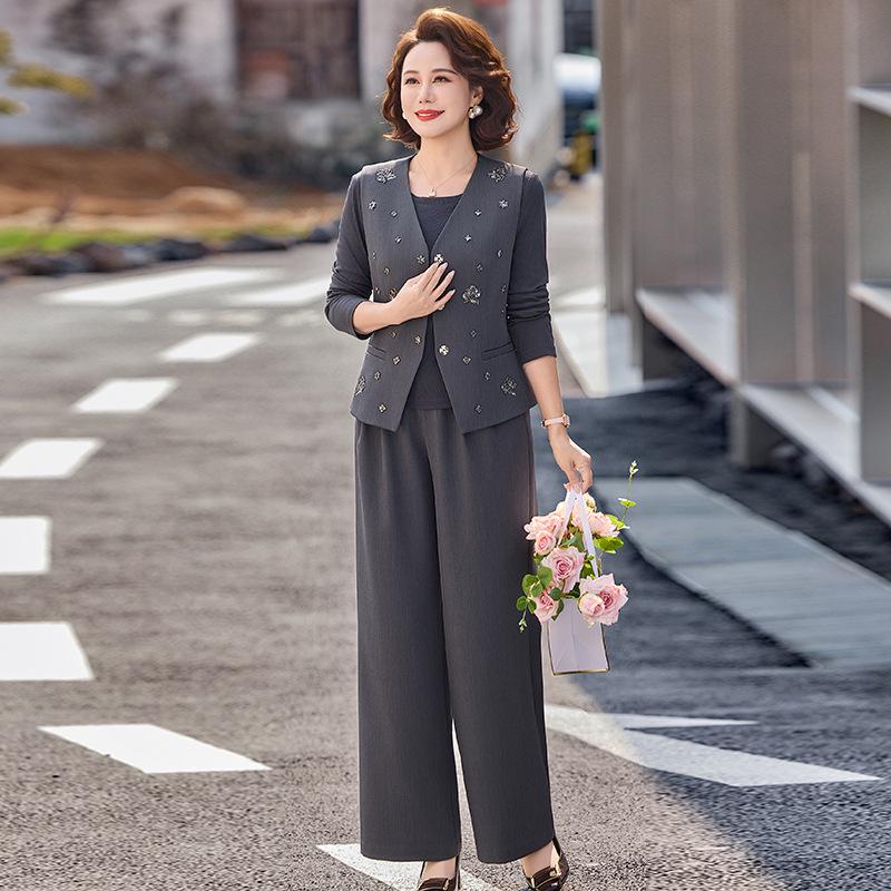 Stylish Women's Spring 2026 Suit: Trendy Vest, Wide-Leg Pants & Base Layer Three-Piece Set