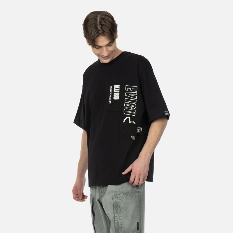 Evisu T-Shirts Men's Crew Neck Moderate Straight Fit 2ESGNM3TS621BZCT