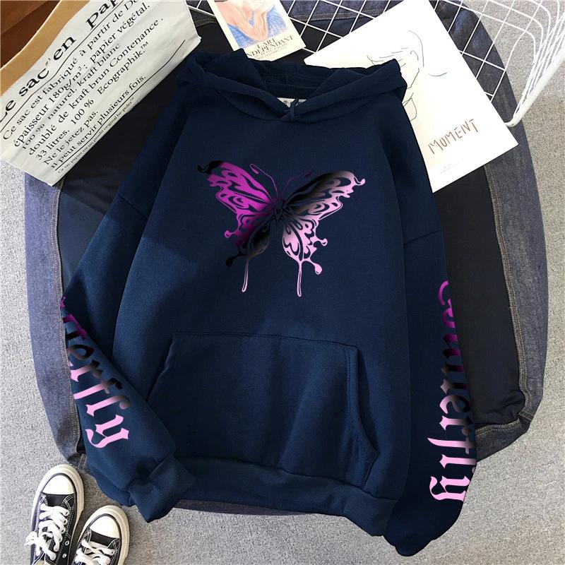 Women's Sweatshirt Butterfly Printed Y2K Hoody Coat All Season Female Daily Casual Fashion Pullover Home Outdoor Comfort Hoodies