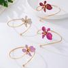 Elegant Gold Enamel Floral Open Armlet Bracelet for Women