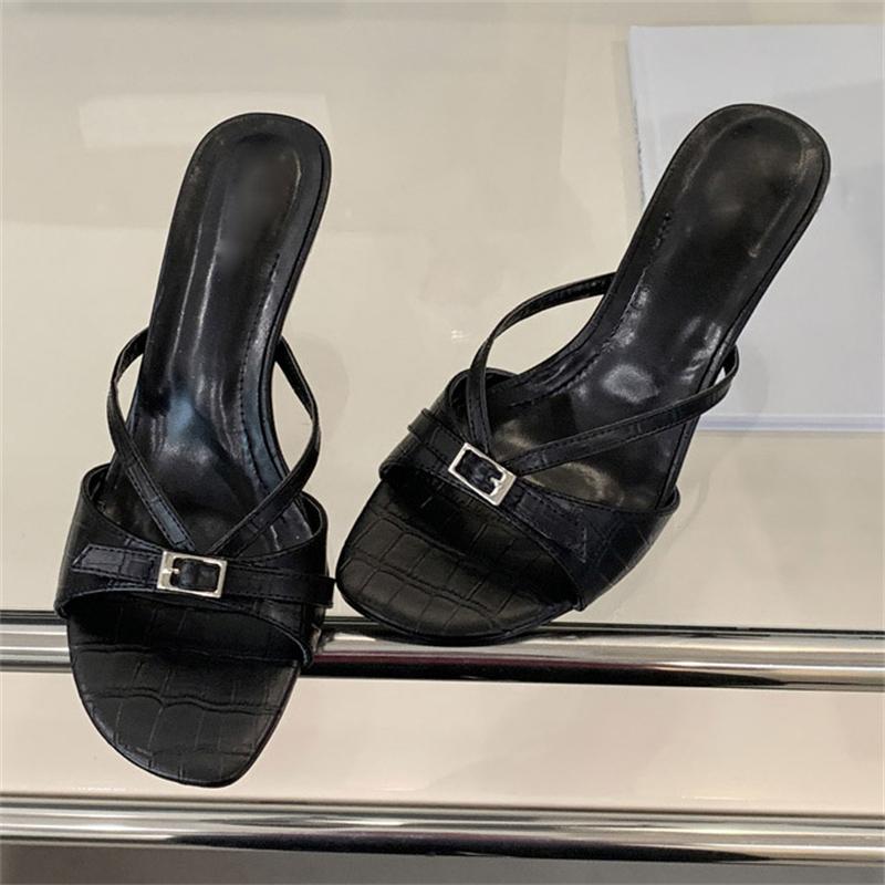 Eilyken 2025 Summer Shallow Open Toe Women Slippers Tnin High Heels Shoes Elegant Casual Zapatos De Mujer