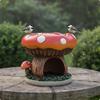 Mushrooms Bird Feeder 2 In 1 Decorative for Outdoor, Yard Red