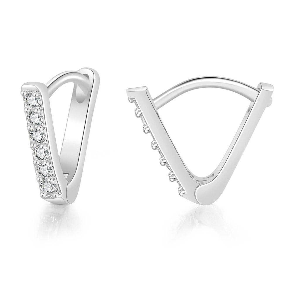 Orecchini Classici Brillanti in Zirconia Cubica da Donna Colore Oro Rosa Carini Mini Accessori per Orecchie Lobe Gioielli alla Moda E547