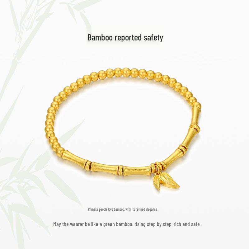 Vietnamese Gold Plated Bamboo Bead Bracelet: Elastic Cord Women's Jewelry