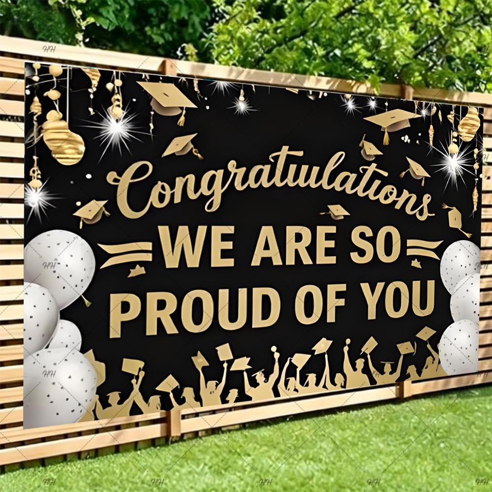 Congratulatory Graduatio Celebration Theme Party Decoration Background Graduates Backdrop Photography Studio Props Student Gifts