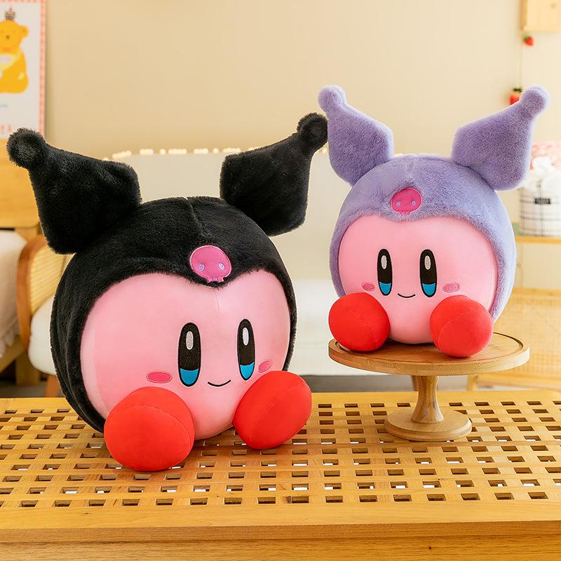 Grande Taille Mignon Kirby Cosplay Sanrio Kuromi Anime Peluche Poupée Remplie Peluches de Chambre Oreiller Ornements Mignons Cadeaux de Vacances pour Enfants