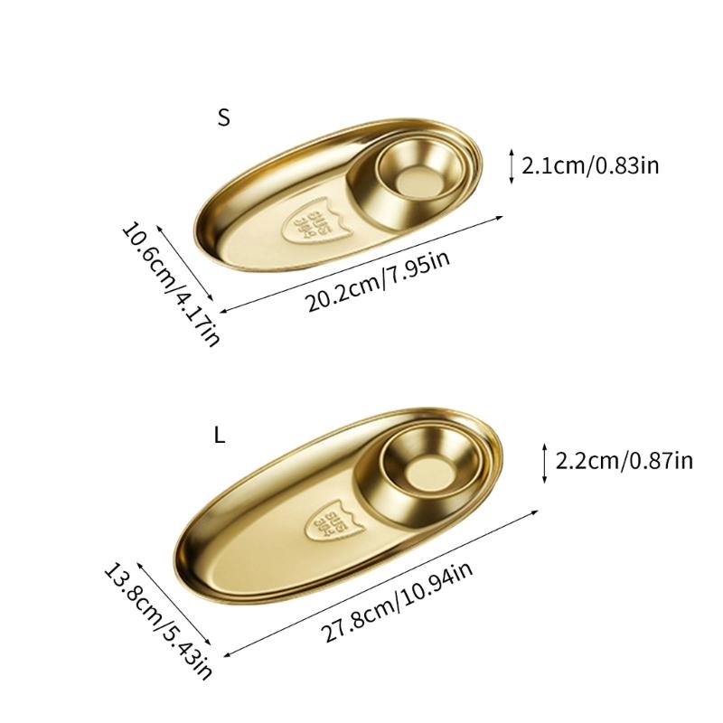 Elegant Gold Tone 304 Nonrust Steel Appetizer Dish Large Capacity Rusts Resistant For Gatherings And Restaurants