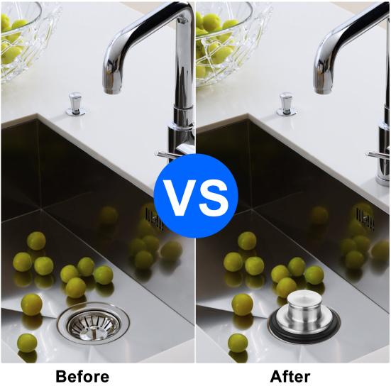 2Pcs Sink Cover Stainless Steel Kitchen Sink Plug Set Pipe Protection Odor-resistant Sink Drain Stopper for Home