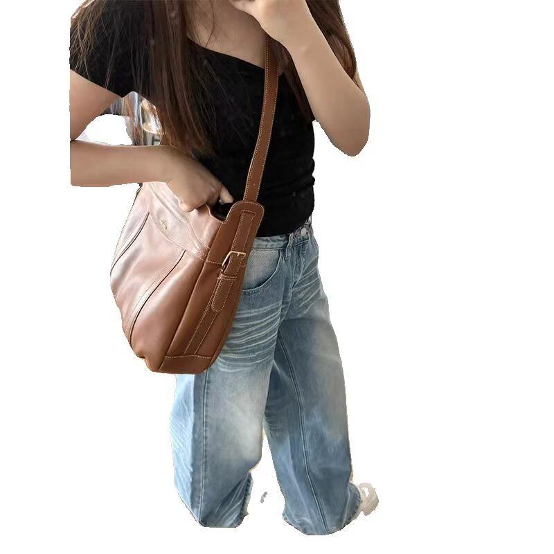 Women's Retro Wide-Leg Washed Blue Jeans: Summer 2024 Loose & Slimming Floor-Length Pants