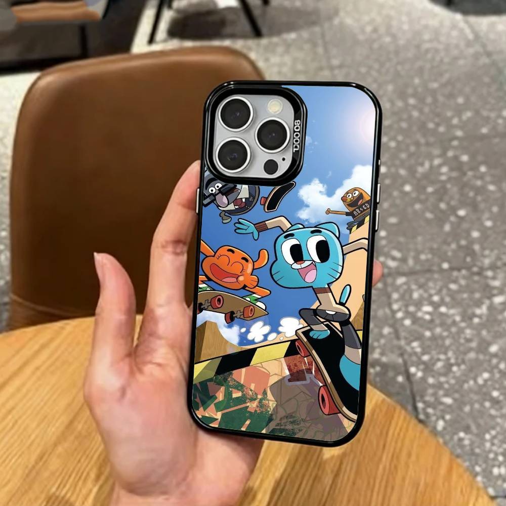 

The Amazing W-World of Gumball Phone Case For iPhone17,16,15,14,13,12,11 Plus,Pro Max Colored Silver Plated Inside Cover iPhone17air