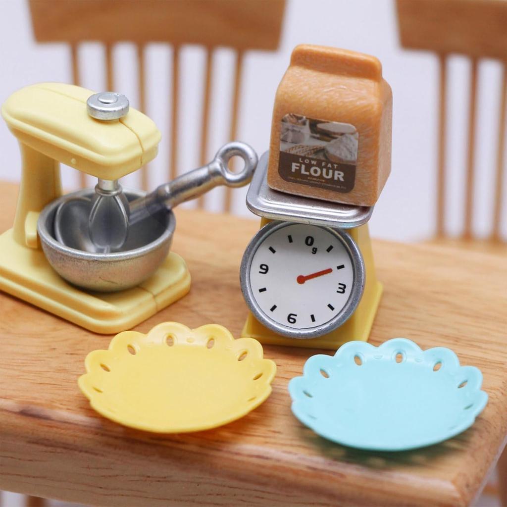 22Pcs Miniature Dollhouse Accessories Mini Stuff with Stand Mixer Kitchen Scale Flour Rolling Pin for Dollhouse Kitchen Toys