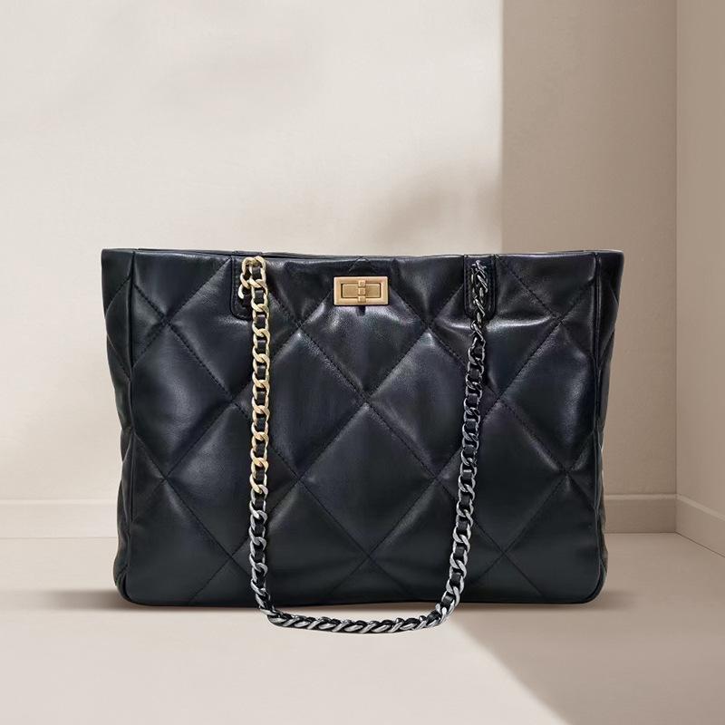 

Кожаная маленькая сумка-шоппер Fragrant Wind 19Bag из овчины с ромбической цепочкой, сумка через плечо, женская сумка большой емкости