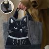 Large Capacity Top-Handle Tutoring Bag Cartoon Canvas School Bag Cat Tote Handbags  Students