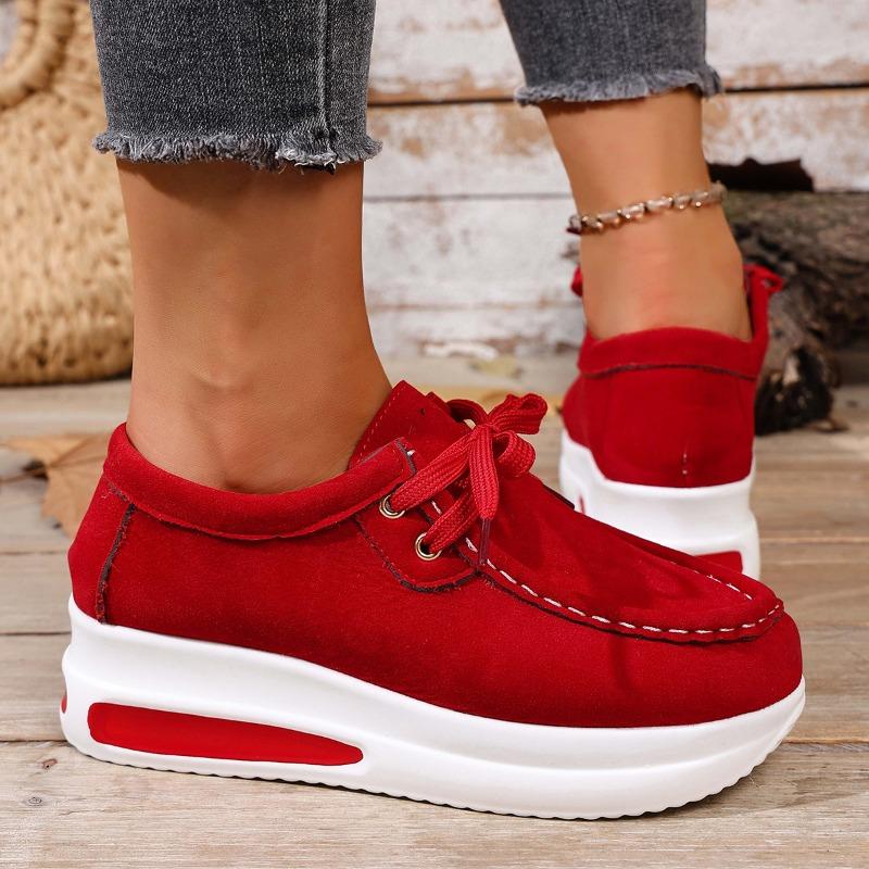 Cross-border foreign trade large size new European and American platform loafers front lace-up wedge heel casual outer shoes