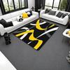 Modern Abstract Curve Print Area Rug, Black Pink & White Design Non-Slip Floor Mat for Living Room Bedroom Home Decor Carpet