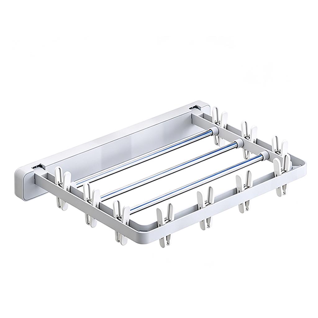 Folding Drying Rack Wall Mounted Drying Clip Windproof Sock Folding Clothes Dryer Racks Hanger Household Clothes Clotheslines