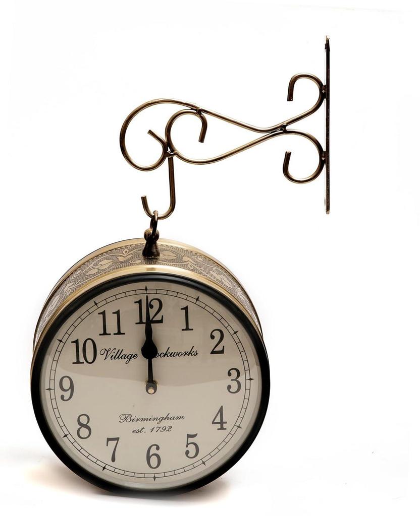 Vintage Double Sided Railway Wall Clock Rotating Brass Station Clock Antique Hanging Clock Home Office Decor