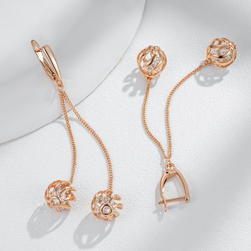 Trendige Lange Quasten Ohrhänger für Damen Mode Roségold Farbe Natürlicher Zirkon Feiner Alltags Schmuck Kristall Geschenk