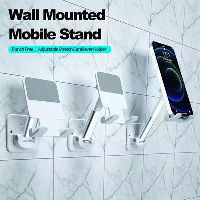 4- 9.7 Inchs Universal Wall Mount Compatible for Phone Ipad Holder Extendable Adjustable Cellphone Stand for Mirror Bathroom Bedroom Kitchen