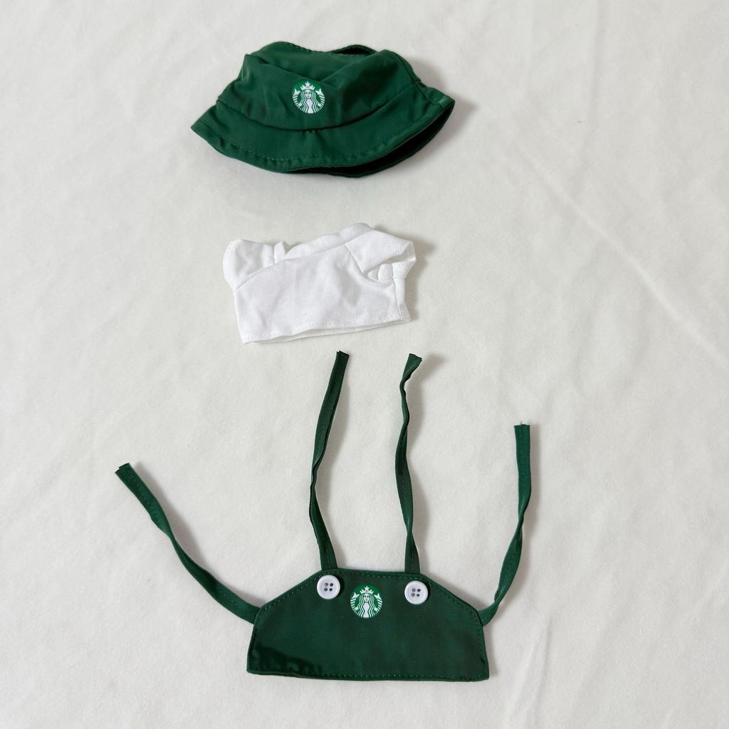 For Labubu V1 V2 V3 Doll Clothing Fashion Overalls Bib Hat T-Shirt Shorts Shoes Set Kawaii Coffee Working Clothes Accessories