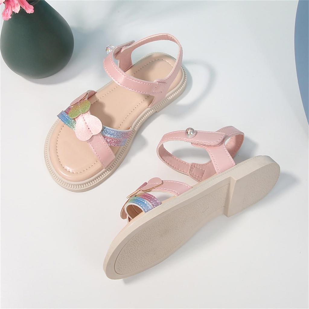 Sandales pour Cœur Croix Velcro Été Sortie Cadeau d'anniversaire [WUIWUIYU] Enfants, Filles, Sandales, Fermeture, Flexibles, Confortables, Chaussures, Sortie, Voyage, (Rose,