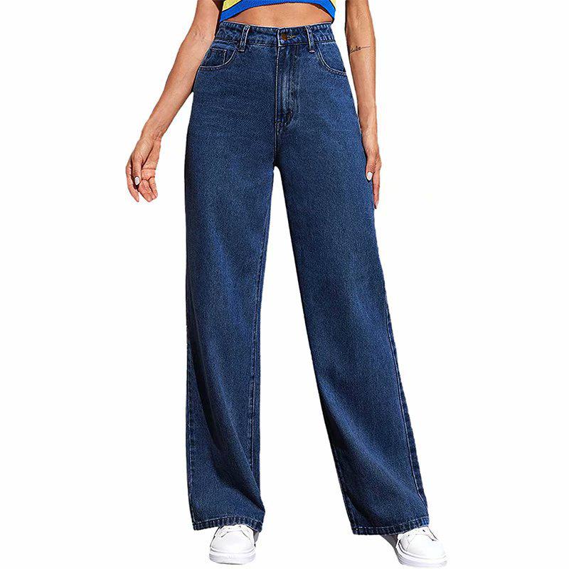 High-Waist Wide-Leg Jeans for Women - Slimming Straight Fit for Petite Pear-Shaped Figures, Perfect for Spring and Autumn 2025.