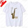 Niedliche Katze spielt Jazz-Saxophon Grafik T-Shirts Frau Mann Vintage Mode Lässig Streetwear Hohe Qualität T-Shirt Lustig