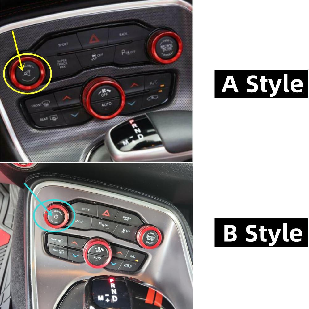 For Dodge Challenger Charger RT SXT Scat Pack Hellcat Demon Daytona 2015-20 Air Conditioning Volume Radio Button Knob Trim Ring