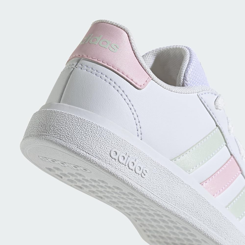 Adidas Grand Court 2.0 Kids Sneakers Unisex Boys Girls 17-25.5cm Footwear White/Clear Pink 18.5 Cm