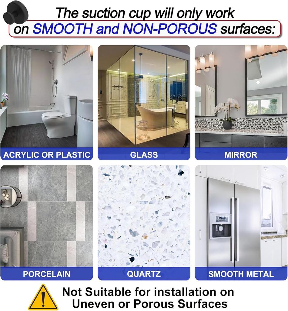 Suction Cup Hooks for Shower, Removable Towel Hooks for Bathroom Window Glass Door Wall, Bath Robe Looafh Wreath Hook for Hanging