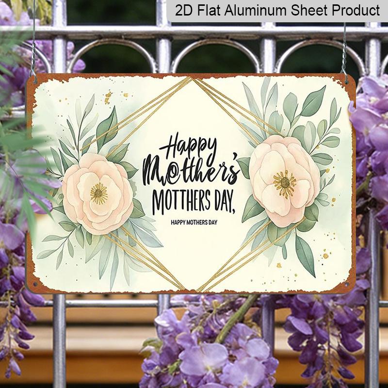 2D Flat Happy The Day of Mothers with Geometric Floral Design Aluminium Sign Fun & Quirky Creativewall Decor Art 8 * 12 Inches Poster for Office