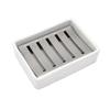 Stainless Steel Ceramic Soap Dish For Bathroom, Double Layer, Self Draining Soap Dish, Reject Fluffy Soap, Easy To Clean(White)