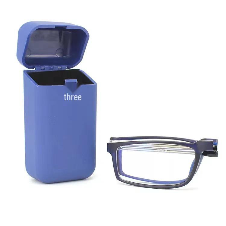 TR90 Folding Anti-Blue Light Reading Glasses for Men & Women, Portable with Telescopic Stainless Steel Legs