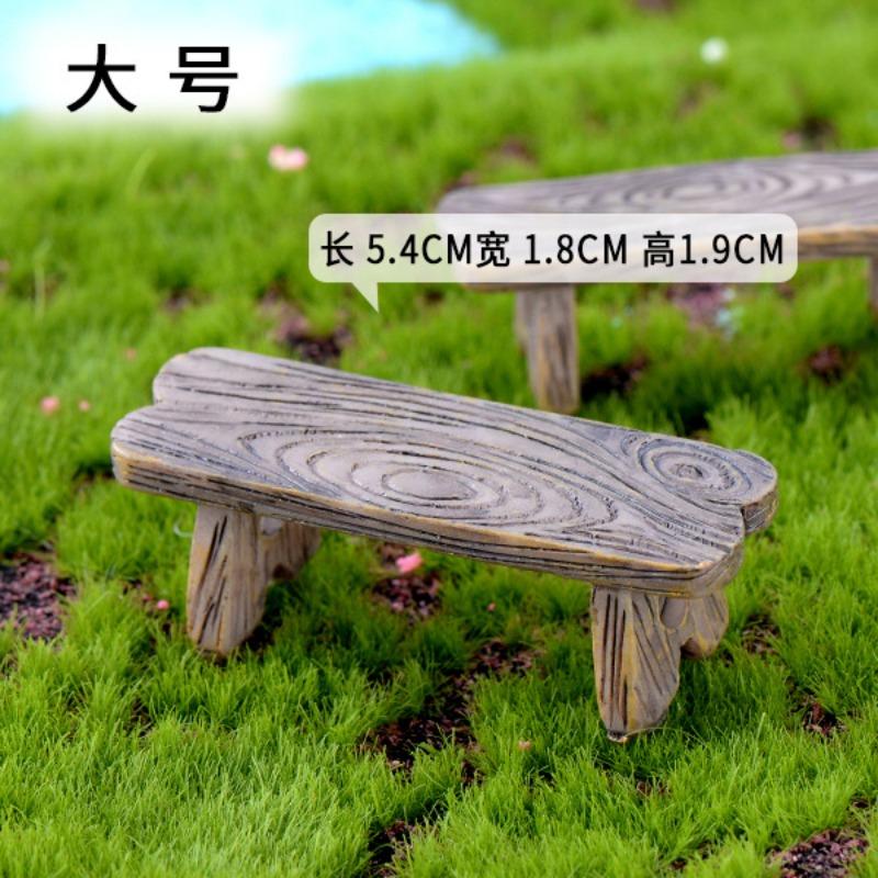 Mini Imitation Solid Wood Tables and Chairs Micro Landscaping Resin Square Wooden Tables Chairs Benches Miniature Ornaments
