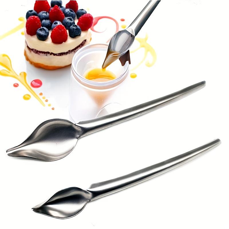 1PC DIY Stainless Steel Chocolate Spoon with Floral Decorative Filter for Pastry Baking Cake Tool