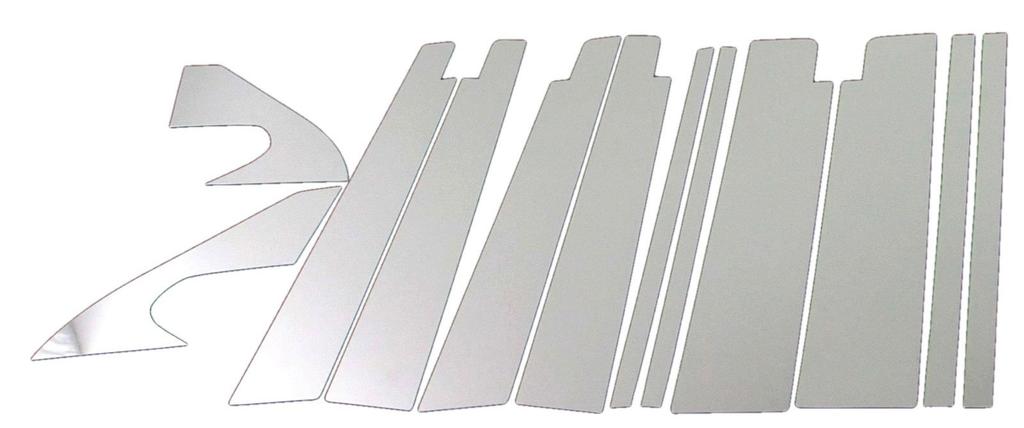 BRIGHTZ Stainless Steel Plated Pillar Panels with Visor for Probox Van Compatible with and P165 Ultra-Mirror 160/165 (PIL-SIL-331), 12-Piece Set,
