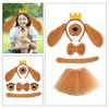 Dogs Hair Hoop Set Plush Tail Dog False Nose Dogs Ears Headband Brown Mesh Skirt Animals Cosplay Set for Halloween