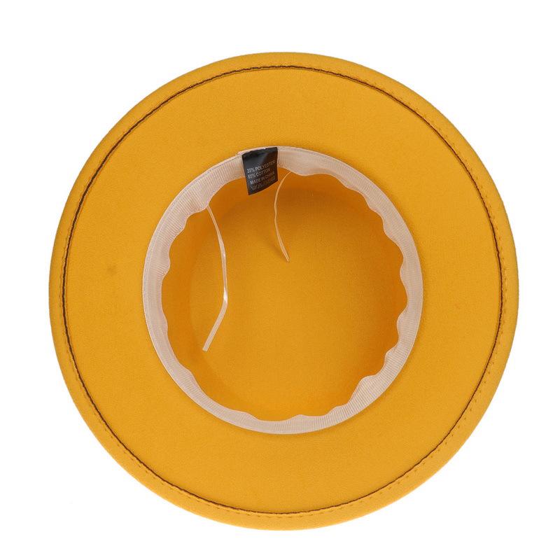 Women's Wool Felt Flat Top Fedora Hat - French Autumn/Winter Retro Style with Chain